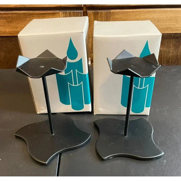 Vintage Partylite Windswept Base Candle Holder Stands 4 3/4" USA Set of 2 P0101 - Picture 1 of 6